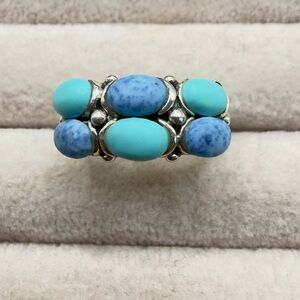 Premier Design Boho 925 sterling silver ring vibrant turquoise stones Size 7